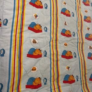 Vintage 80s Garfield Sweet Dreams Twin Comforter Rainbow Stripe 68x80”
